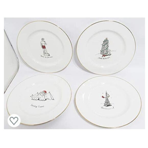 Vintage 1999 Christmas National Monuments 4 Dessert Plate & Mug Cup Set NEW - Picture 12 of 12